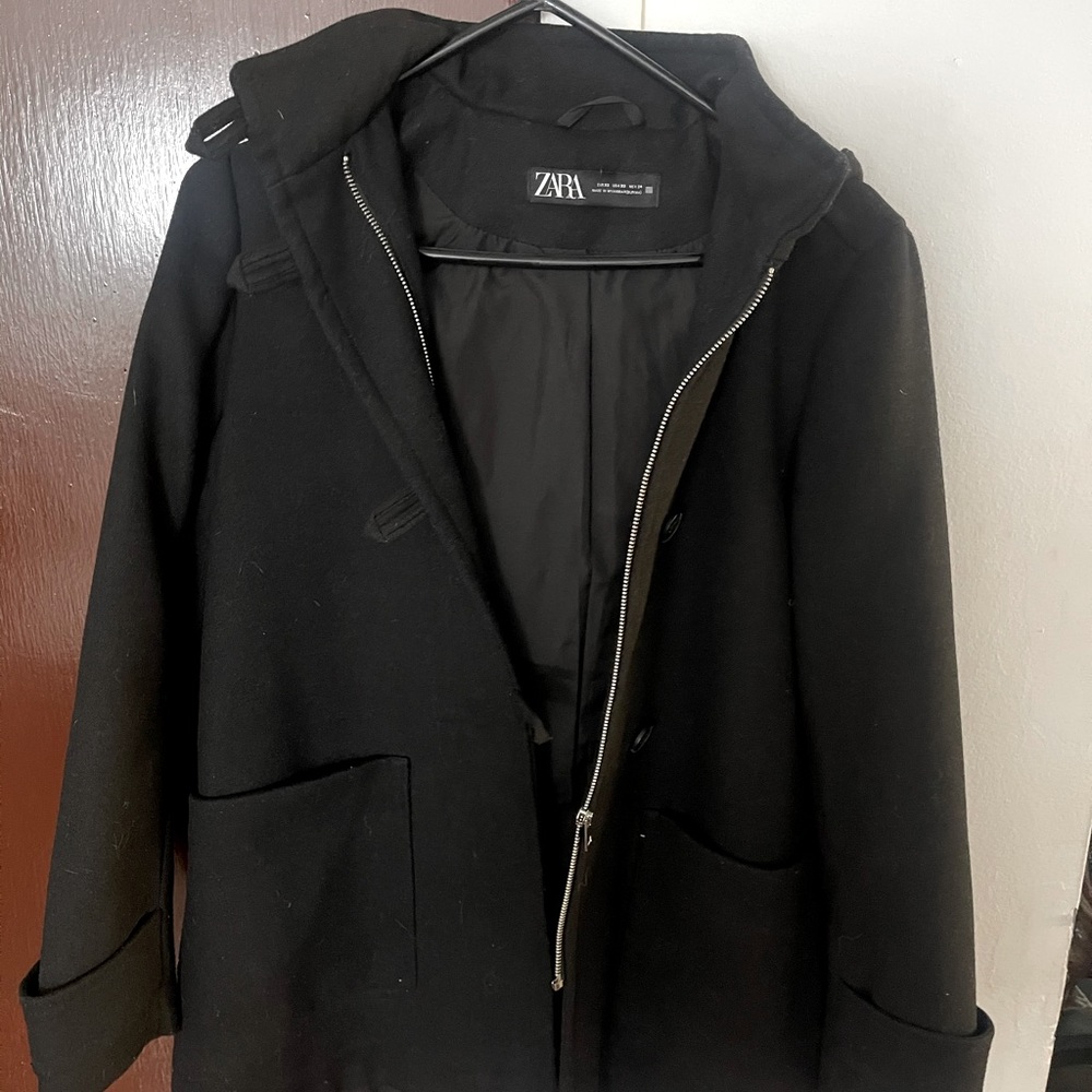 Mid Zara black coat like new worn twice